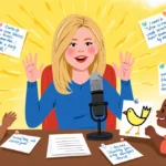 Savannah Guthrie signing ASL at desk with children