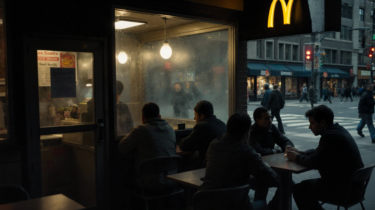 Customers wait at Seattle McDonald