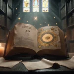 Open leather-bound book reveals Clary