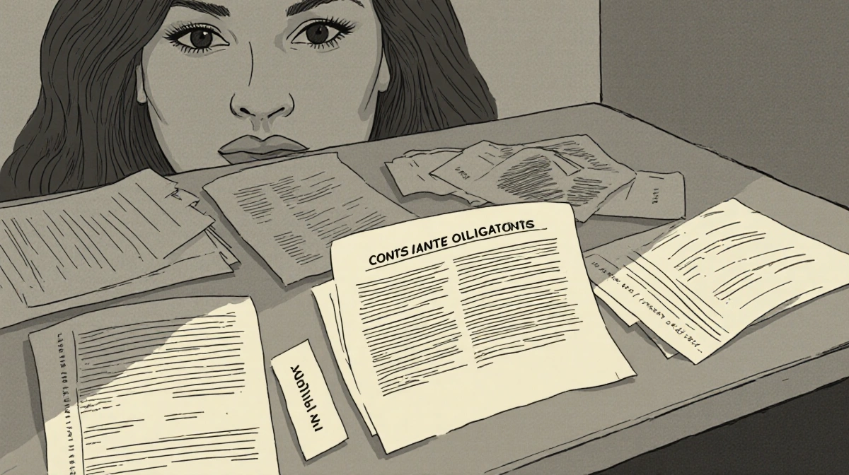 Shannen Doherty's estate sits behind a cluttered table with unpaid bills and overdue notices showing financial troubles