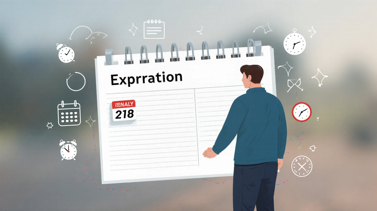 Father checking calendar expiration date with clocks and blurred gradient background