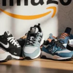 Sneakers from Nike New Balance and Vionic rest on wood with soft light highlighting their deals