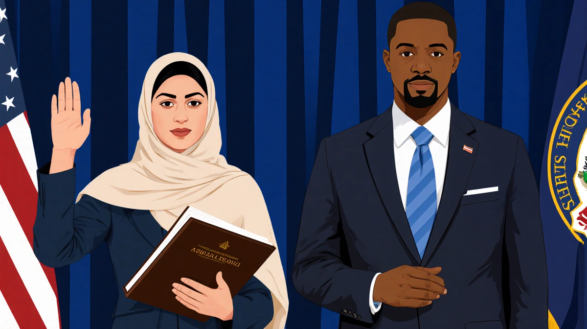 Ghazala Hashmi takes oath with hand on Quran as Jay Jones swears on Bible during Virginia historic inauguration ceremony