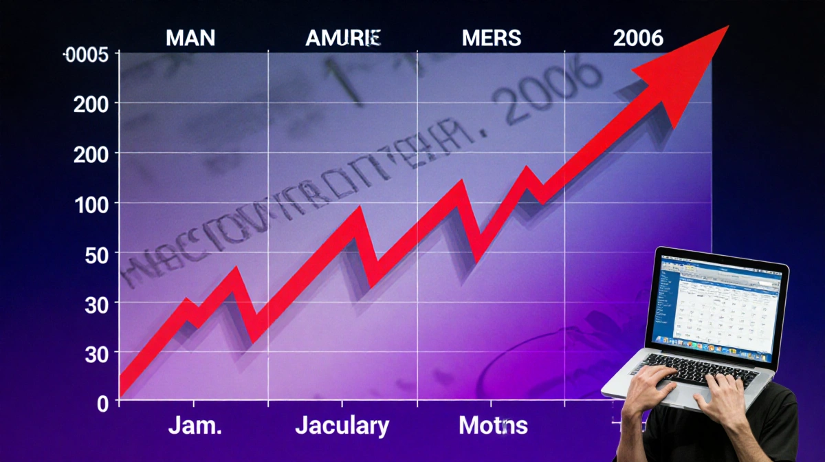 Stock graph rising sharply with bold trend line and calendar background showing January 2006 dates
