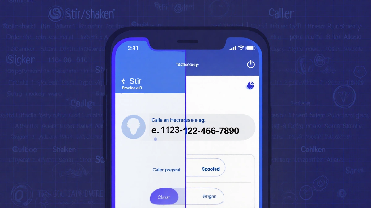 Smartphone screen verifying caller ID accuracy with split comparison showing legitimate number and spoofed call