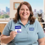 Tammy Slaton volunteers at Vanderburgh Humane Society with happy dogs and cats showing her 500lb weight loss transformation