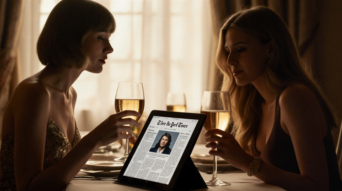 Taylor Swift and Blake Lively share wine at dinner table with New York Times article about Justin Baldoni harassment allegati