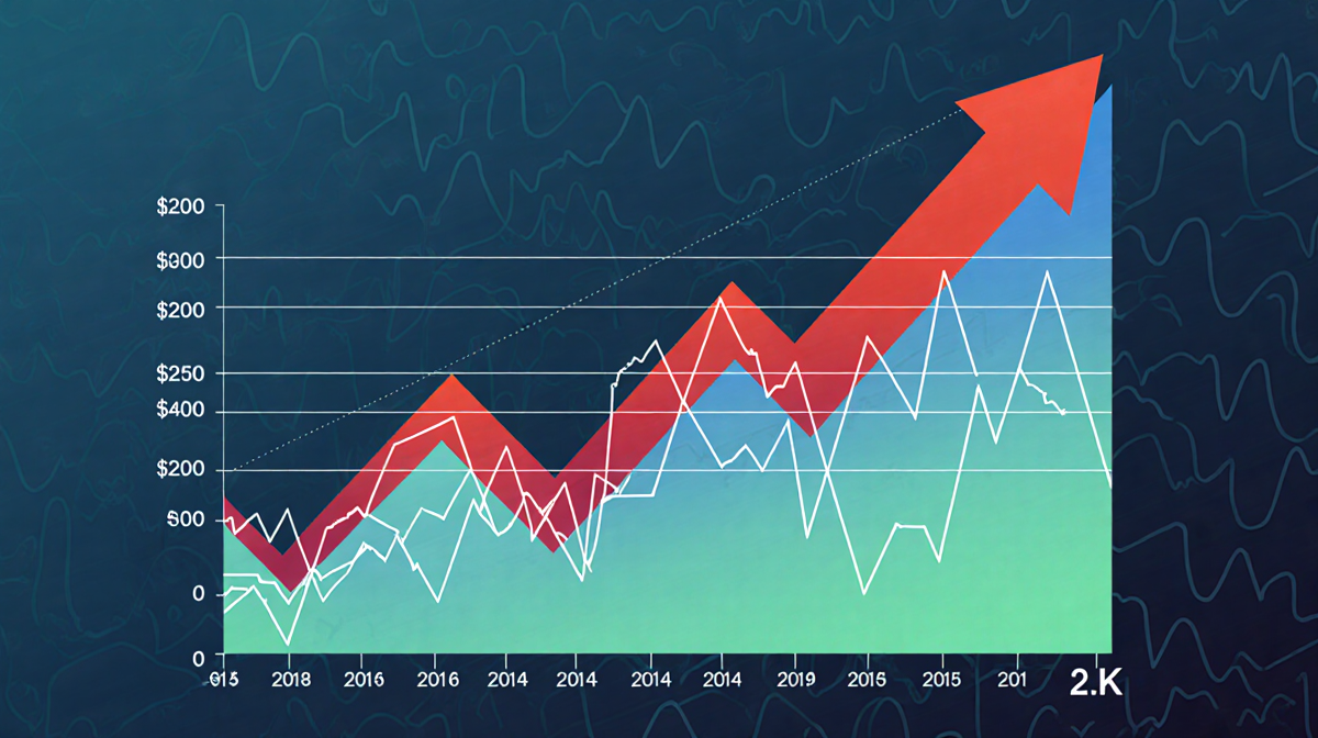 Stock chart forming head and shoulders pattern with a red arrow pointing up to $2.9K indicating price reversal.