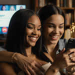 Teyana Taylor and Jessie Buckley sit holding a phone with an Oscar nomination notification visible on a warm FaceTime screen.