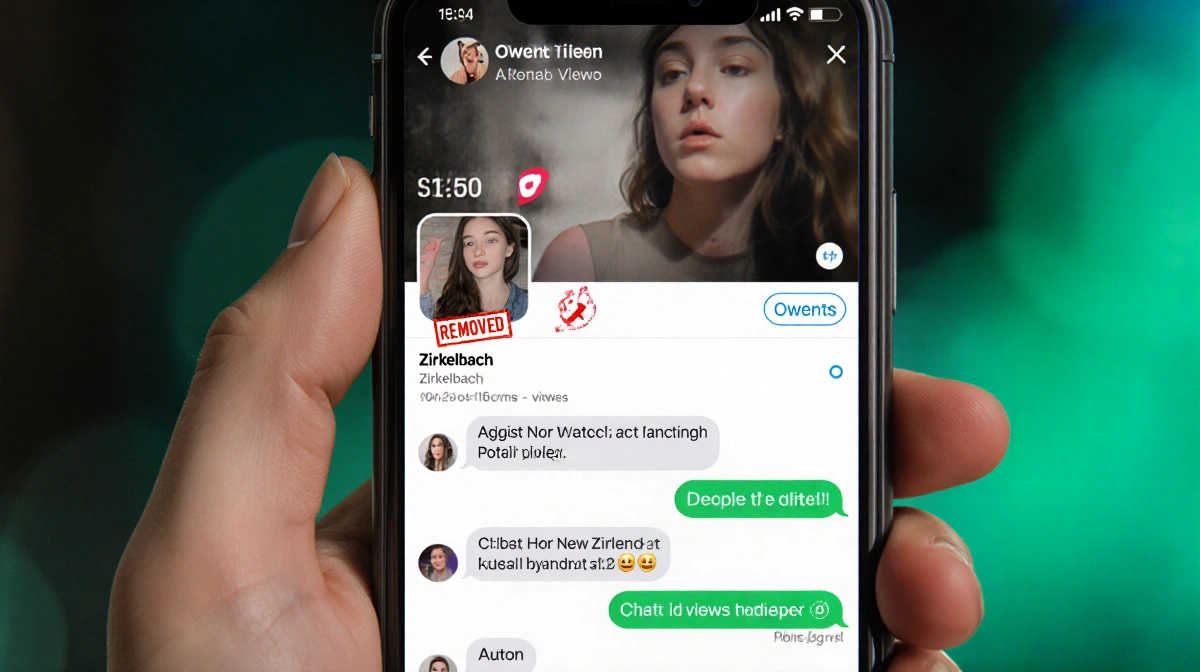 TikTok creator checking viral video with removed stamp and Owens response showing accepted in chat