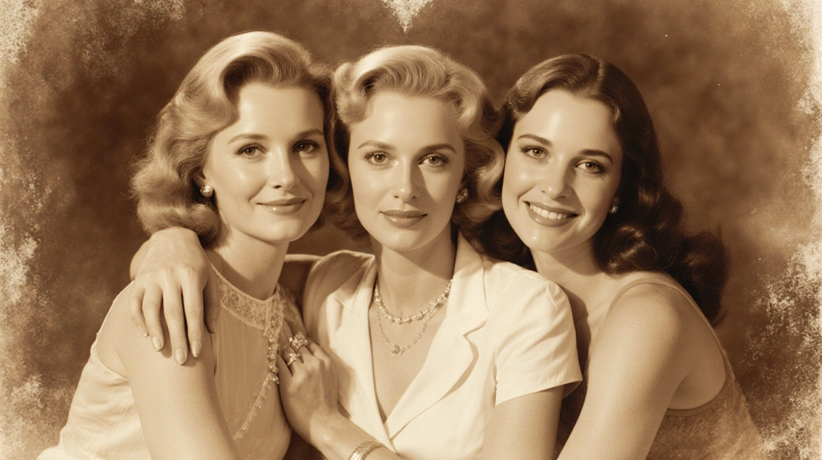 Tippi Hedren sits with Melanie Griffith and Dakota Johnson in heart-shaped pose with vintage Hollywood glamour backdrop