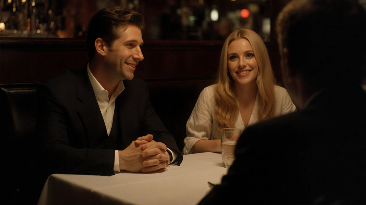 Tori Spelling sits across from Aaron Spelling at restaurant table with hands clasped and warm smile showing nostalgic moment