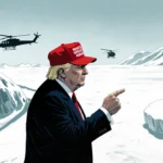 Donald Trump stands assertively at Greenland