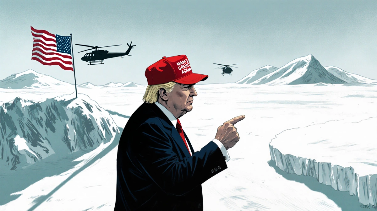 Donald Trump stands assertively at Greenland