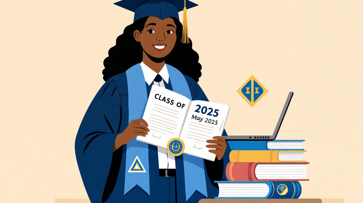 Graduate holding UNC Chapel Hill diploma with business books and Kappa Delta symbol showing May 2025