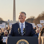 Vice President JD Vance speaking at March for Life rally with Washington Monument and crowd of pro‑life protesters