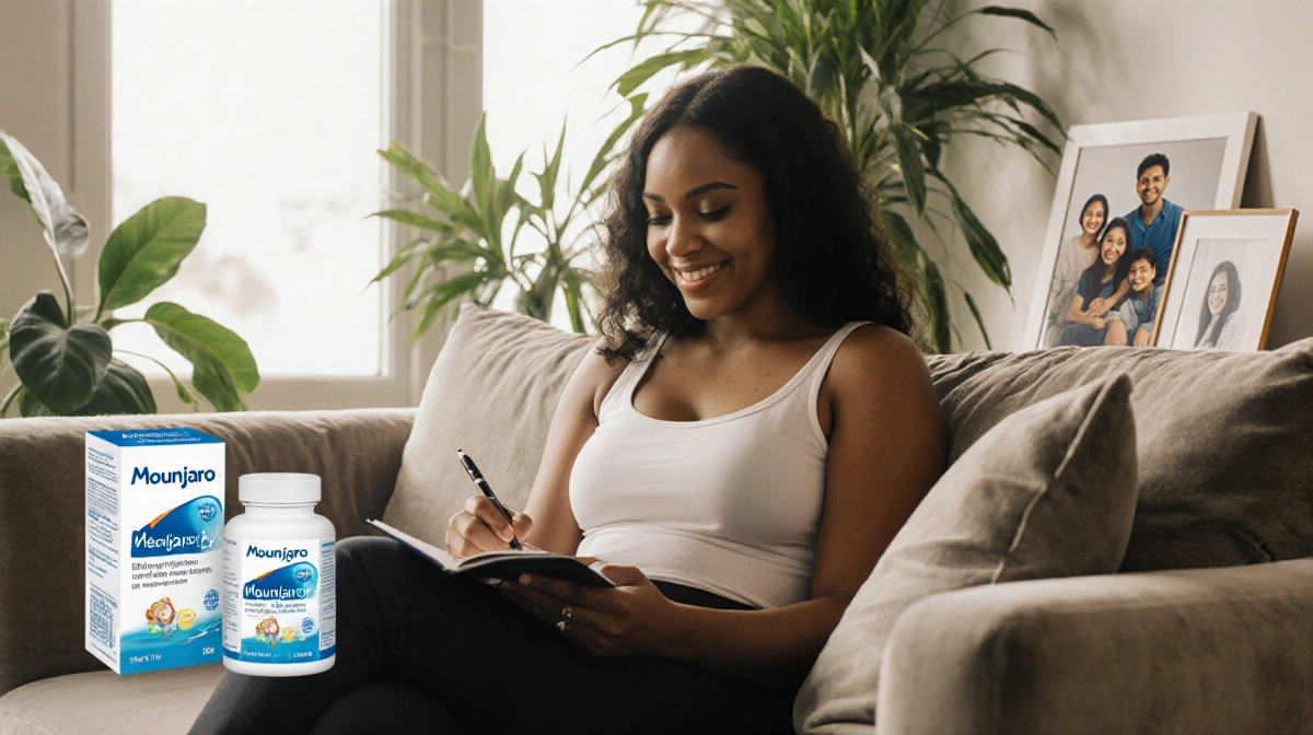 Vanessa Williams relaxes on couch with notebook while plants and family photos create peaceful setting