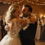 Victoria Beckham hugging Brooklyn and Nicola during their wedding dance with the couple looking uncomfortable as she spins be