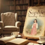 Sophie stands beside her favorite book with the novel