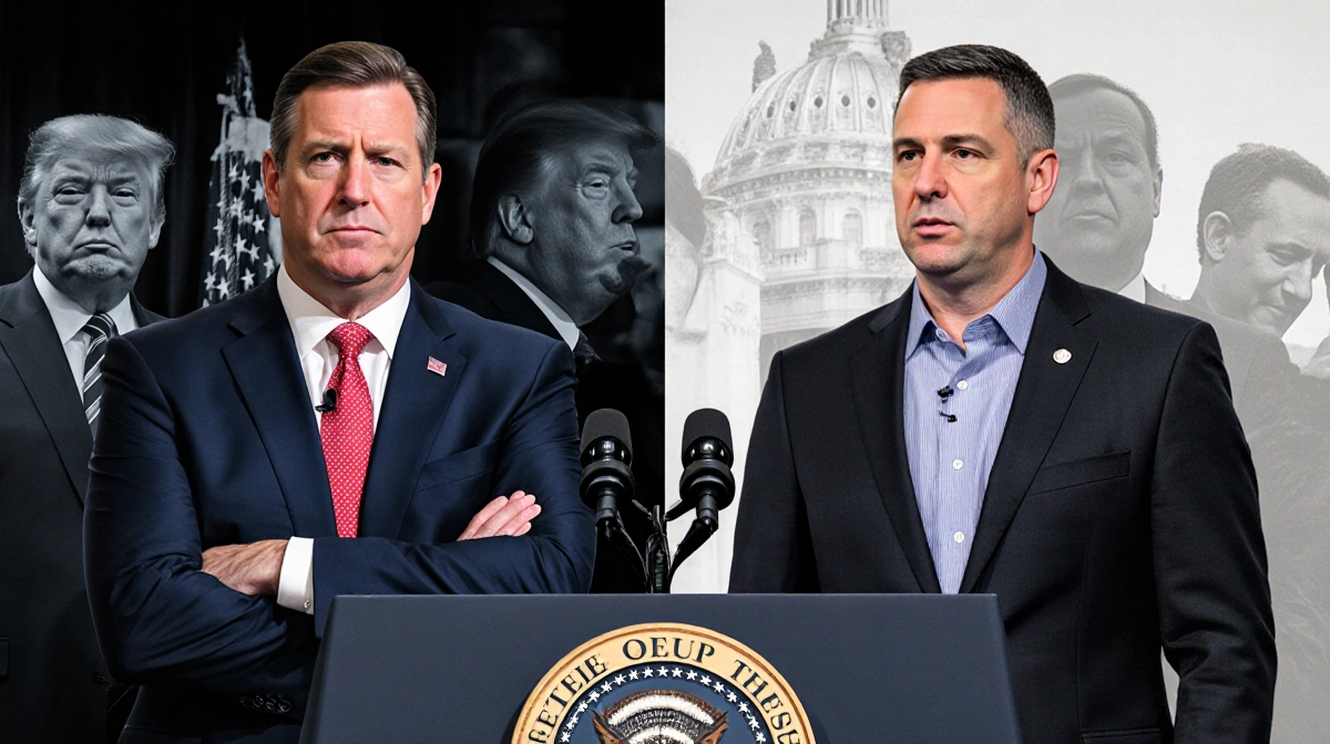 Governor Tim Walz and Mayor Jacob Frey standing at podium with arms crossed and determined expressions showing political prob