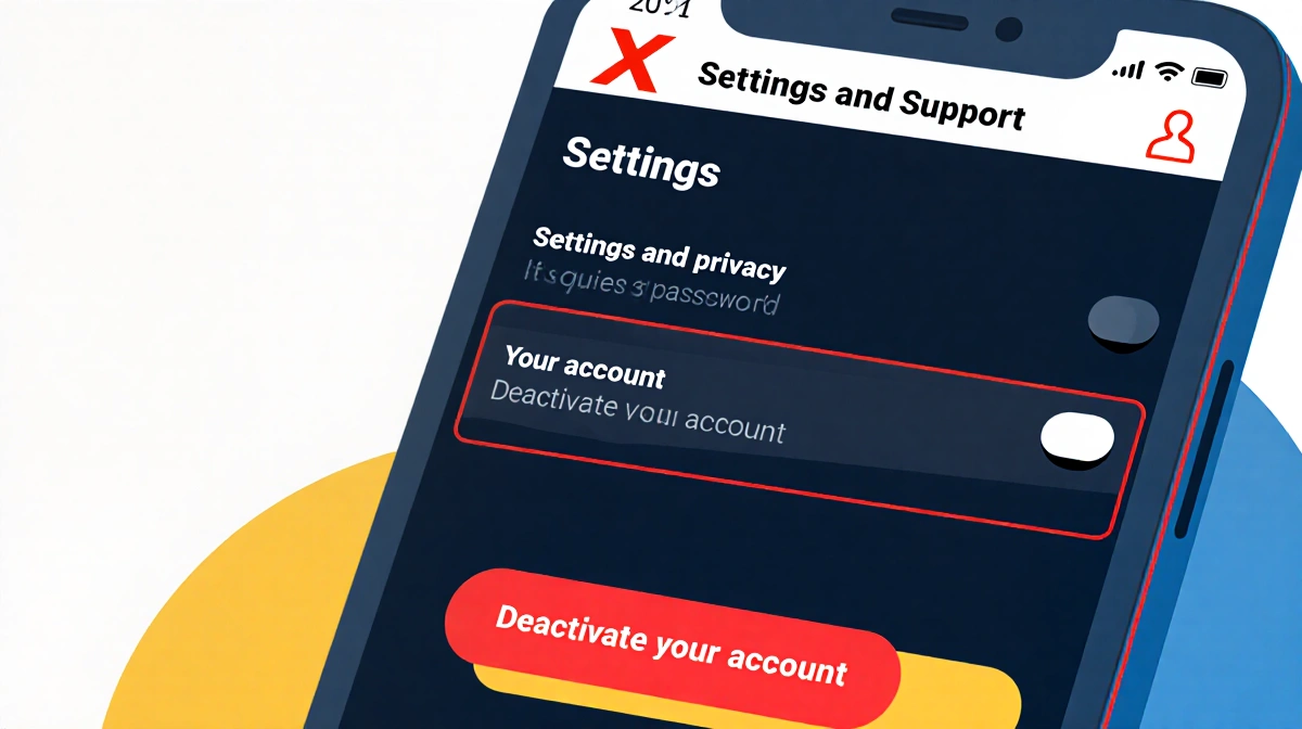 Smartphone shows deactivate account screen with red button and password field