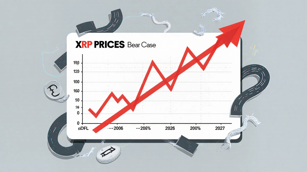 XRP price chart falling below two dollars with red trend line and unraveling threads showing bear market decline