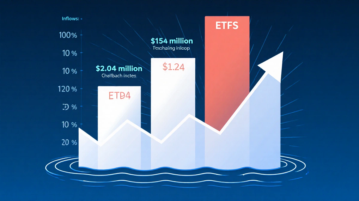 Financial chart shows spot XRP ETF bars rising with capital inflows and exchange balances near lows