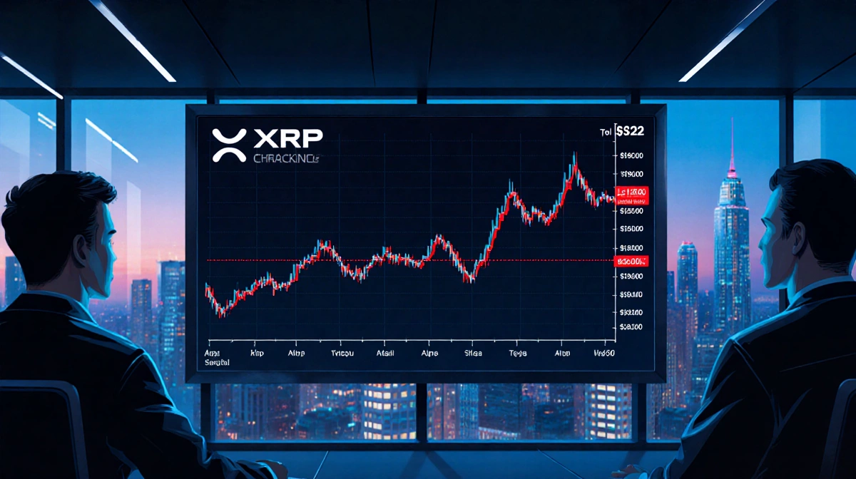 Traders watching volatile XRP price chart with red support line showing potential breakdown