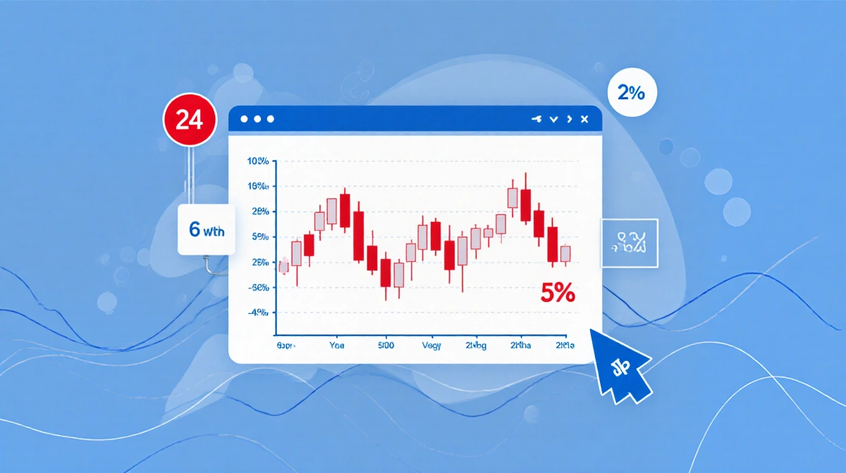 Red candlestick chart showing XRP price drop with percentage indicators against blue wave background