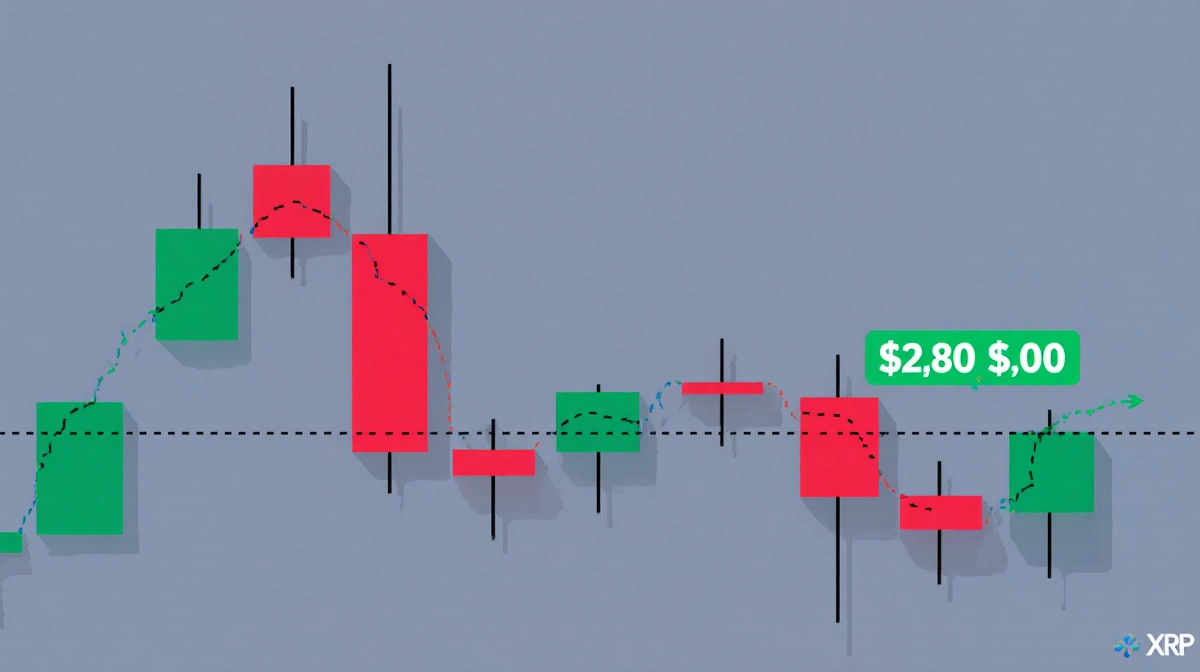 XRP price chart showing sharp bounce off $1.80 support level with red candle closing below $2.00 resistance line