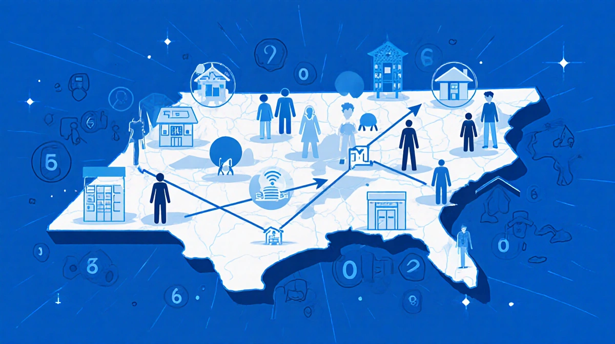 Two blue arrows expanding across Los Angeles County map with youth icons and shelter symbols showing homeless services growth