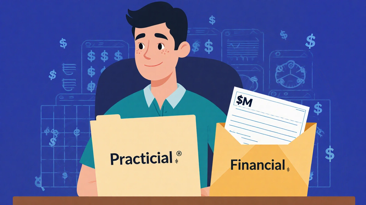 Zavala organizing lottery winnings with practical and financial folders on desk showing million dollar check